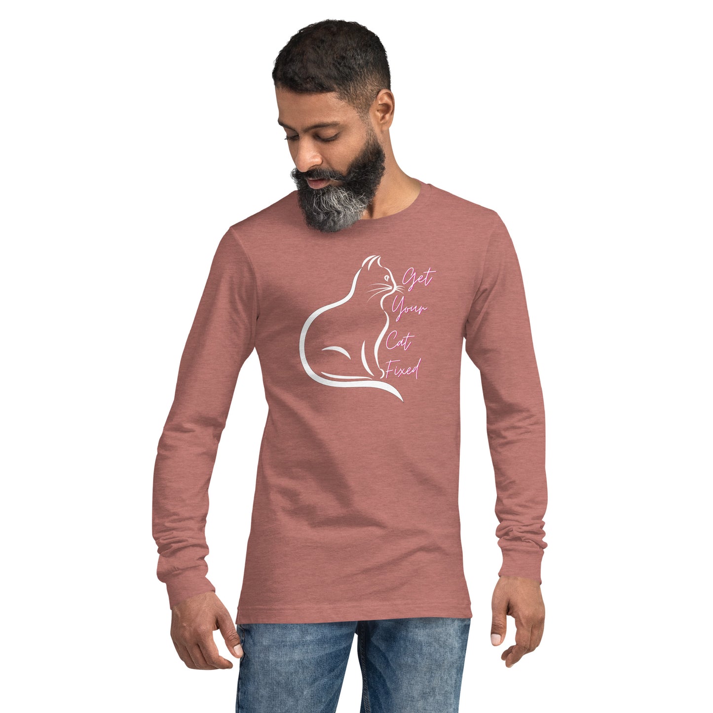 Get Your Cat Fixed (White Cat)  Unisex Long Sleeve Tee