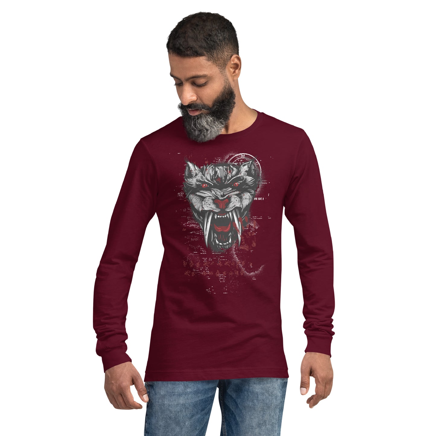 Sabre Toothed Cat Heavy Grunge Unisex Long Sleeve Tee