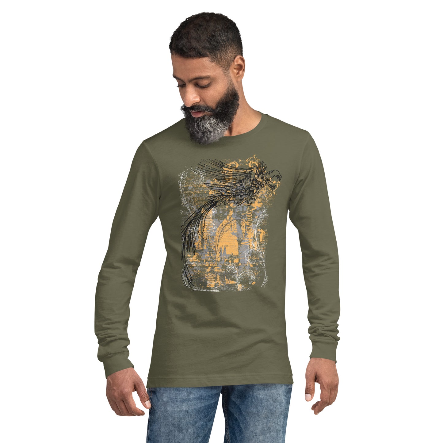 Bird in Flight Heavy Grunge Unisex Long Sleeve Tee