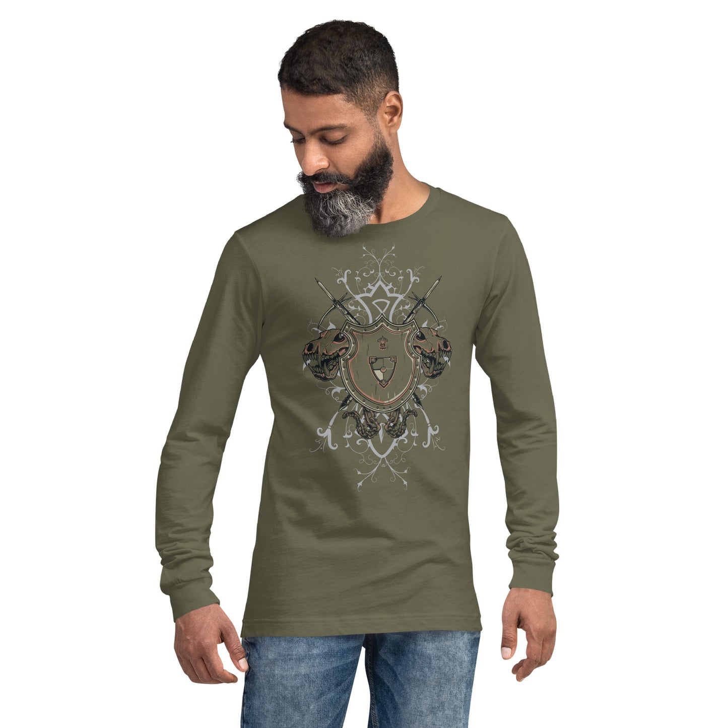 Shield With Skulls Heavy Grunge Unisex Long Sleeve Tee