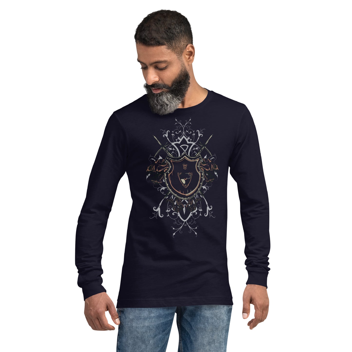 Shield With Skulls Heavy Grunge Unisex Long Sleeve Tee