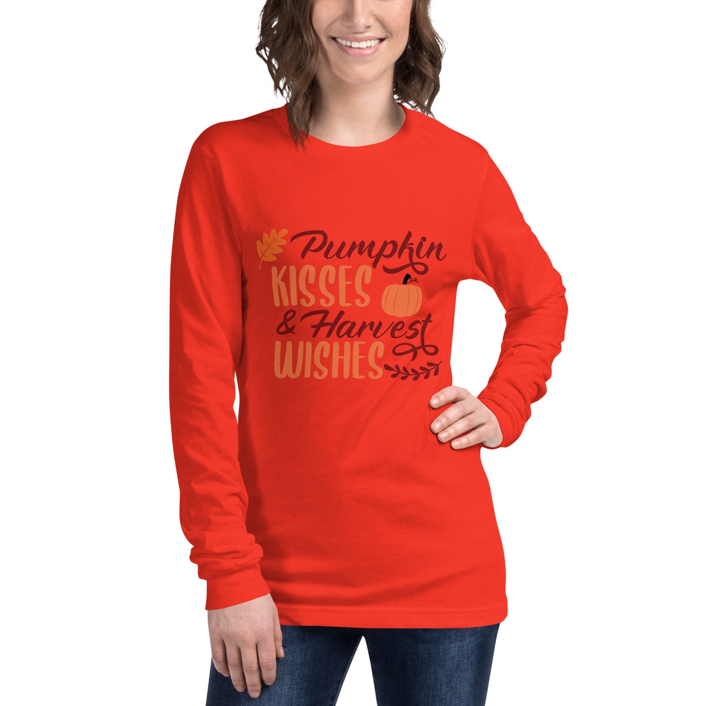 Pumpkin Kisses & Harvest Wishes Unisex Long Sleeve Tee