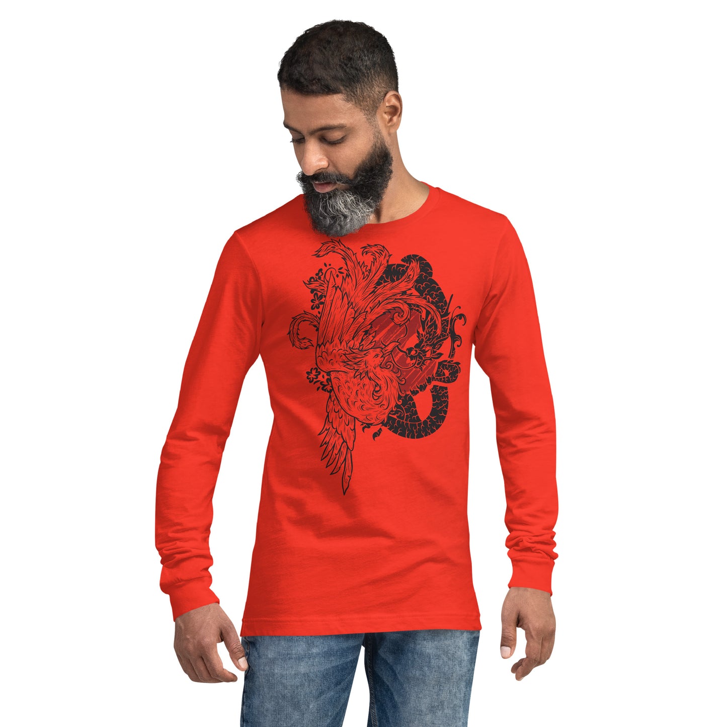 Dragon & Bird Heavy Grunge Unisex Long Sleeve Tee