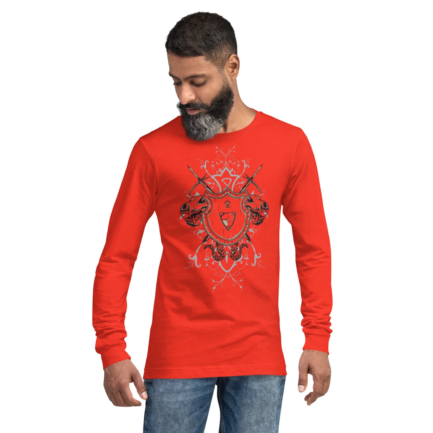 Shield With Skulls Heavy Grunge Unisex Long Sleeve Tee