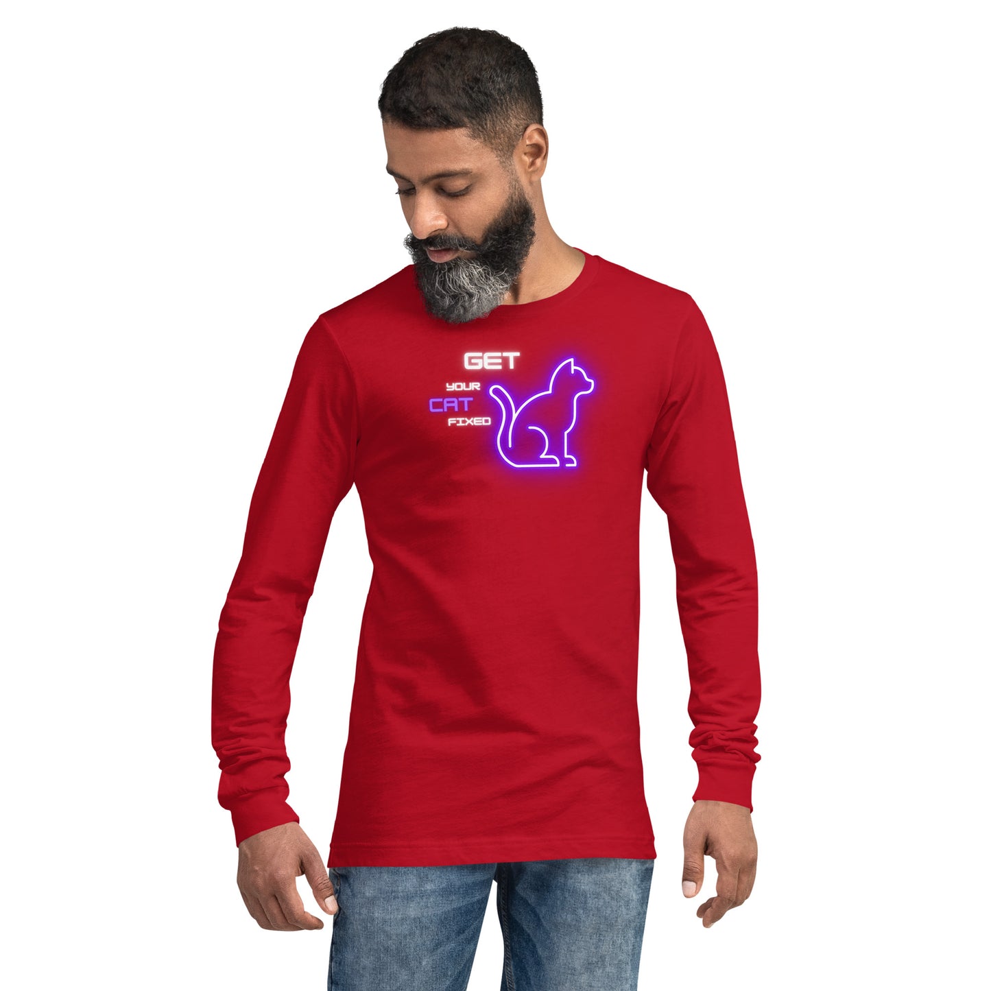 Get Your Cat Fixed (Purple Neon) Unisex Long Sleeve Tee