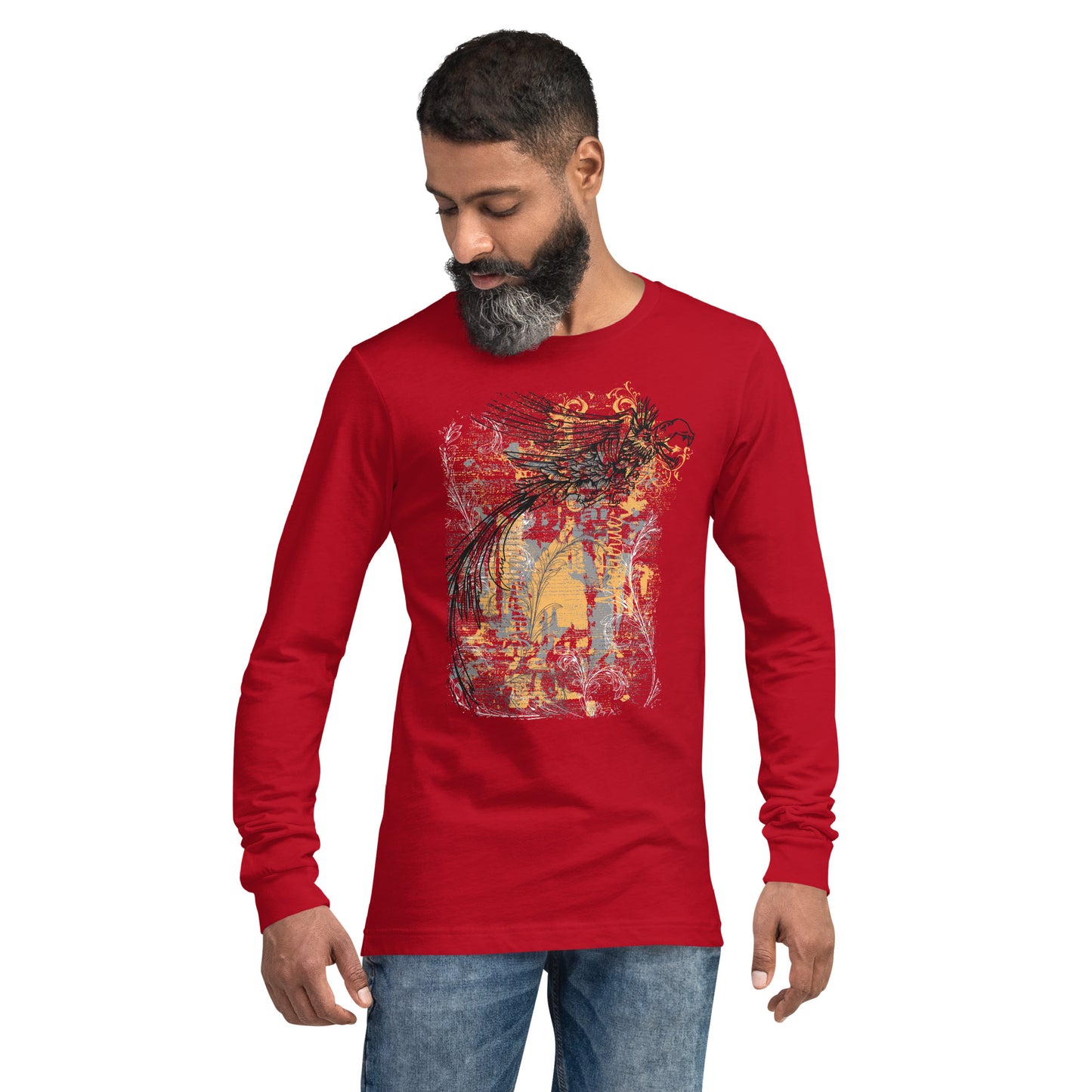 Bird in Flight Heavy Grunge Unisex Long Sleeve Tee