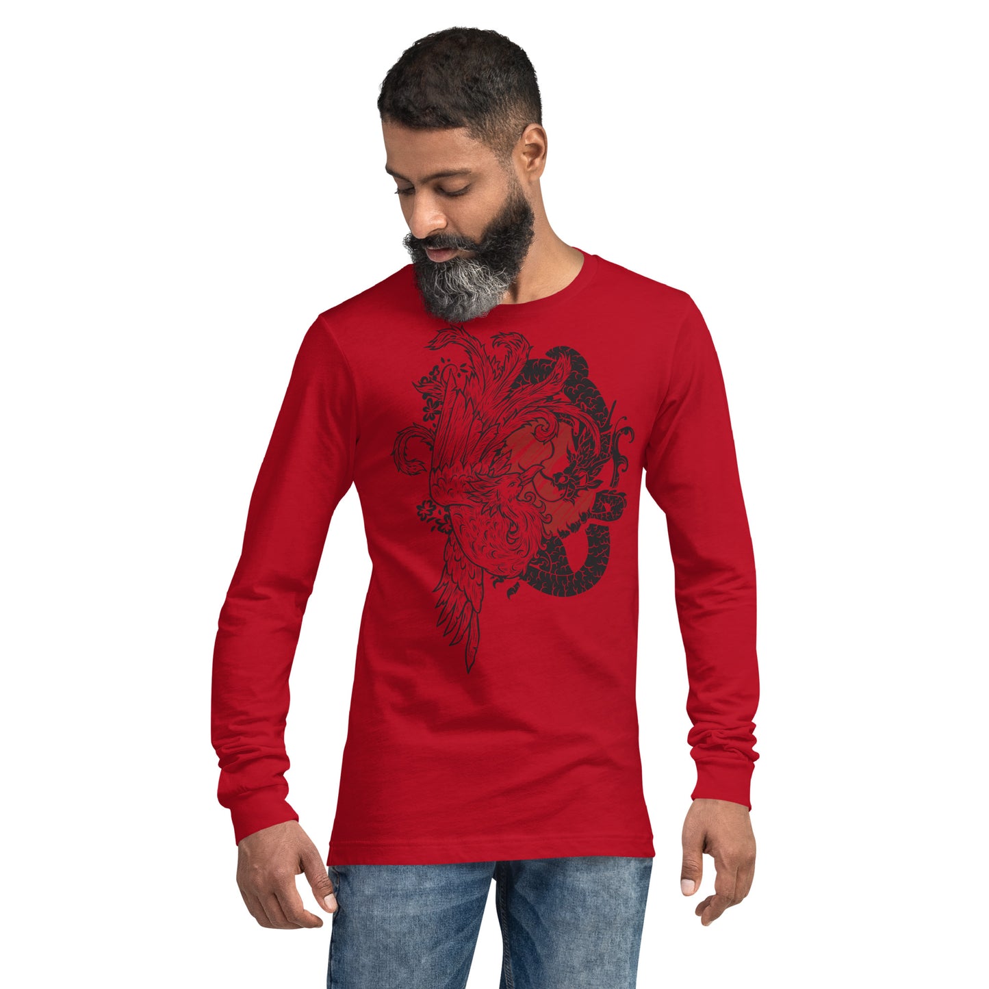 Dragon & Bird Heavy Grunge Unisex Long Sleeve Tee