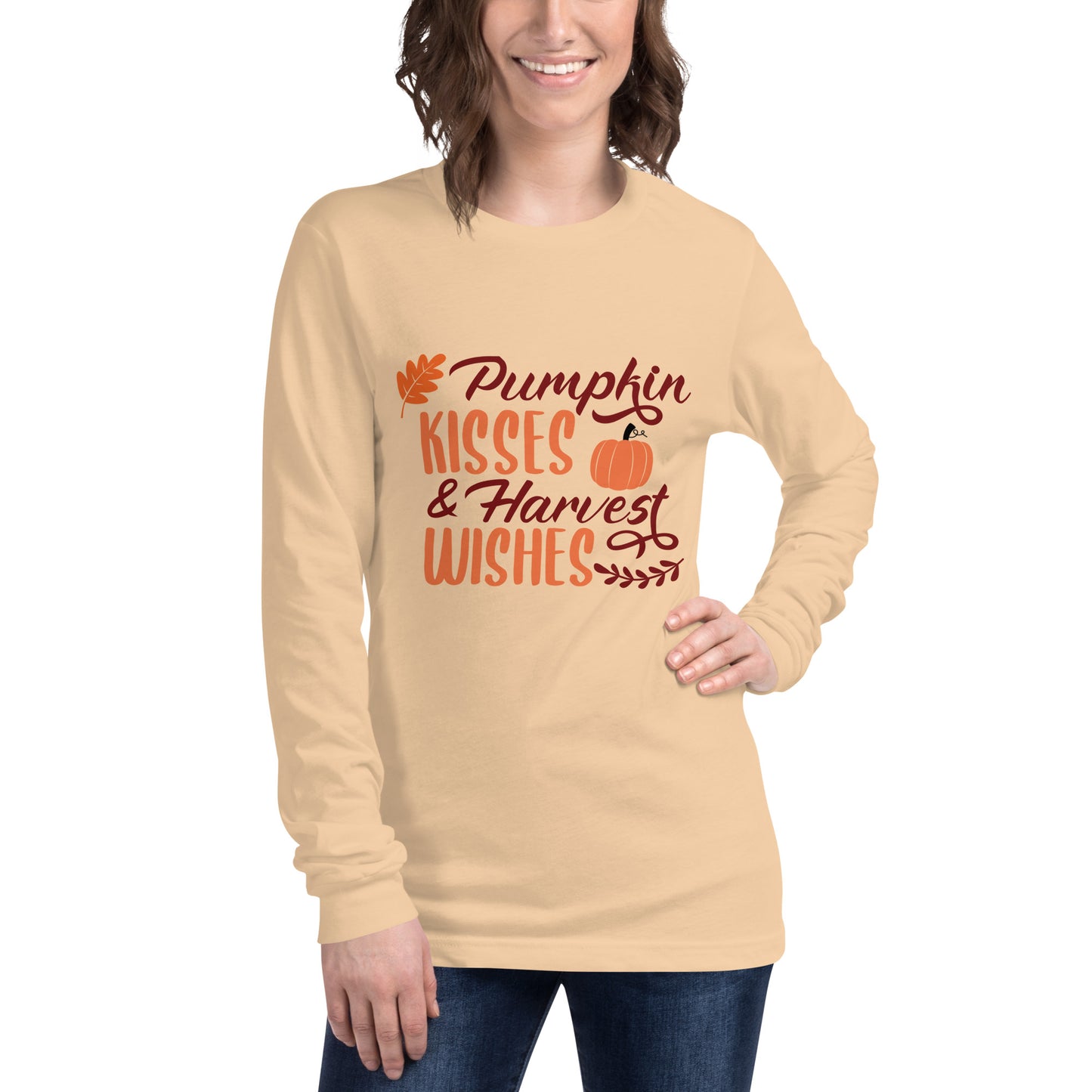 Pumpkin Kisses & Harvest Wishes Unisex Long Sleeve Tee