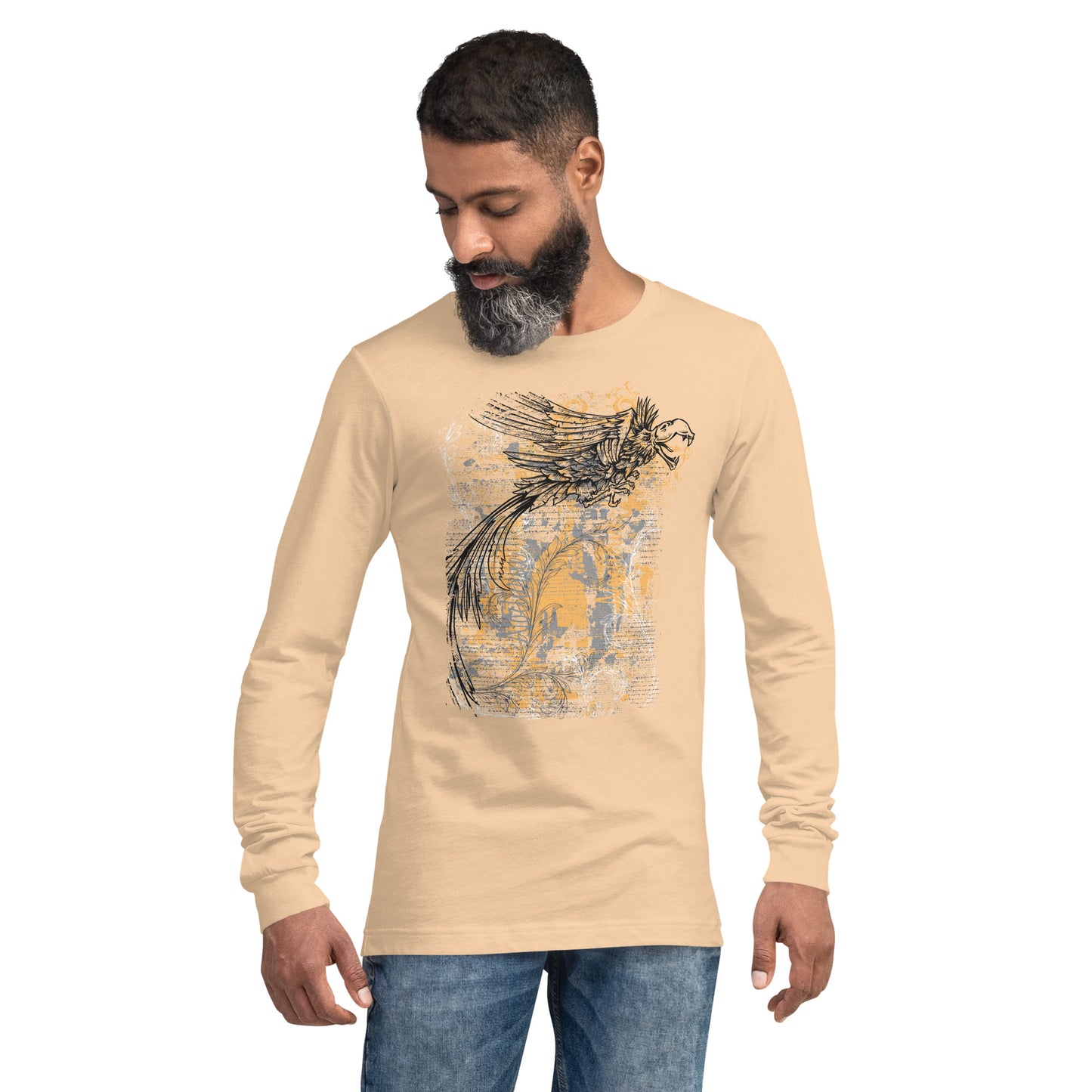 Bird in Flight Heavy Grunge Unisex Long Sleeve Tee