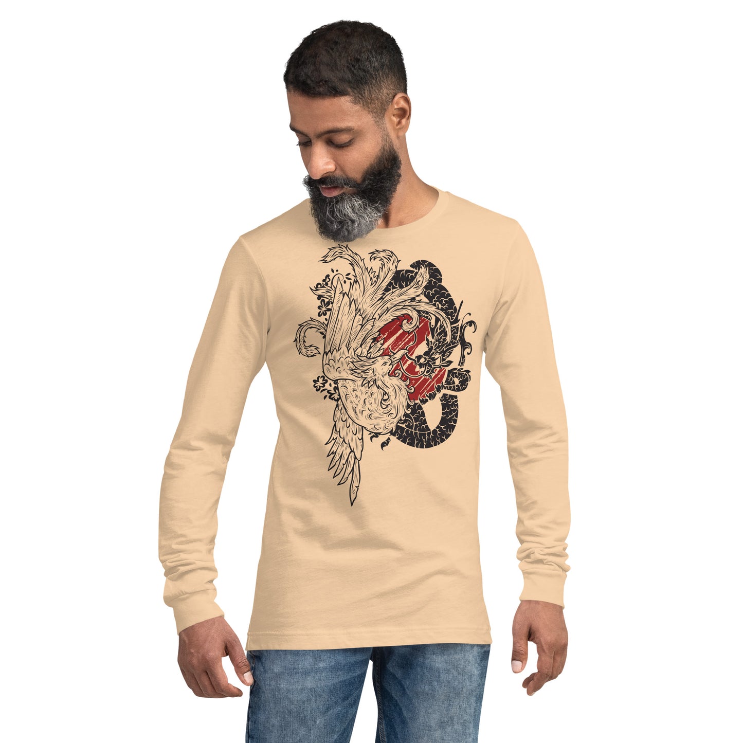 Dragon & Bird Heavy Grunge Unisex Long Sleeve Tee