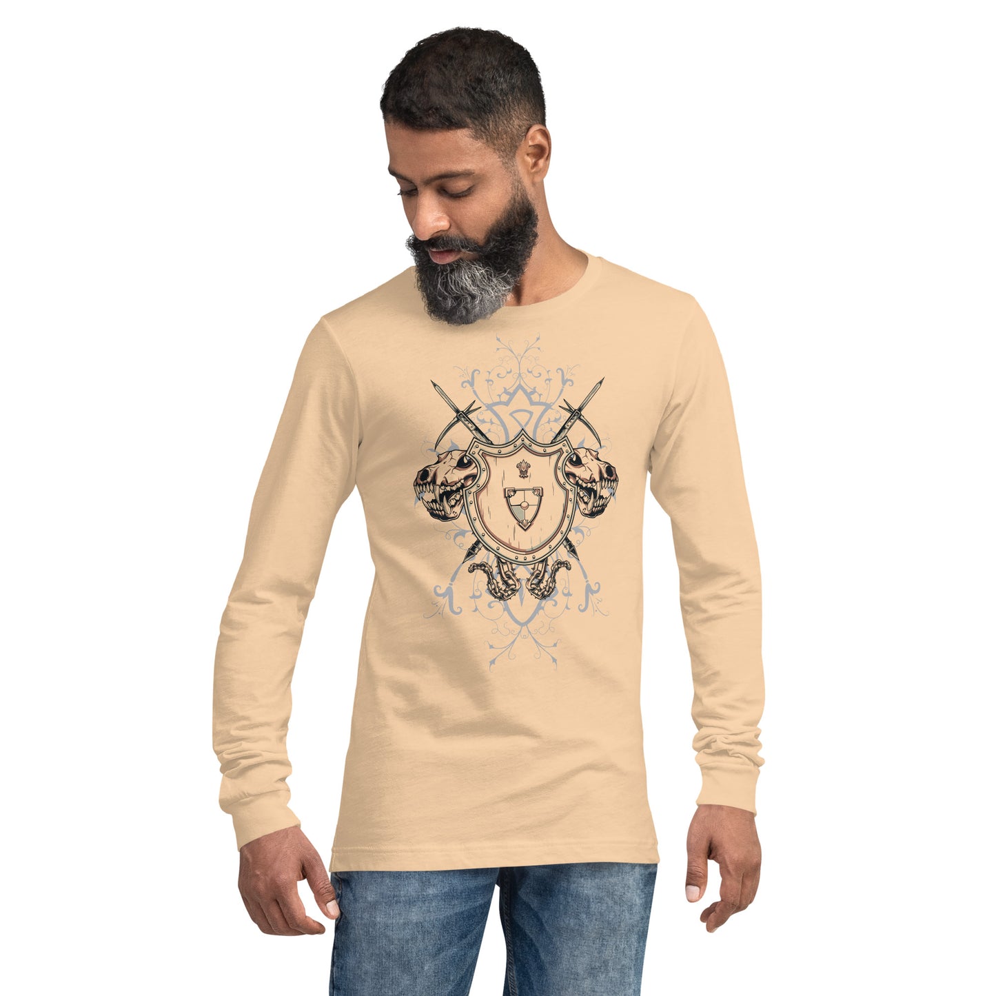 Shield With Skulls Heavy Grunge Unisex Long Sleeve Tee