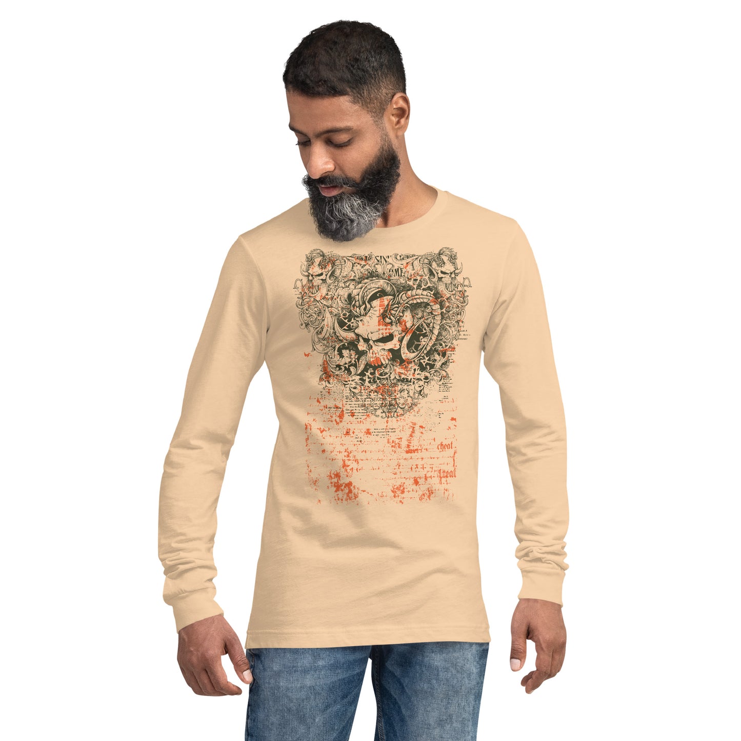 Gothic Ram Skulls Heavy Grunge Unisex Long Sleeve Tee