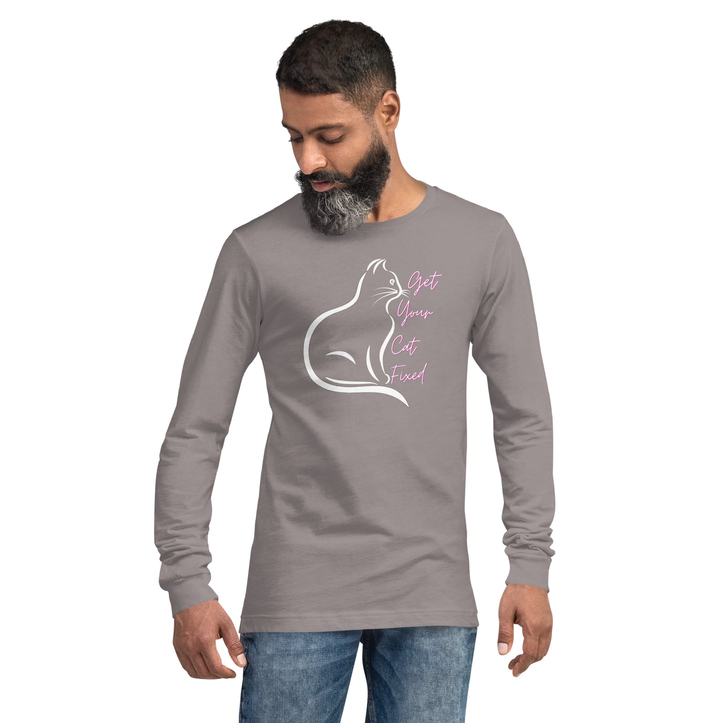 Get Your Cat Fixed (White Cat)  Unisex Long Sleeve Tee