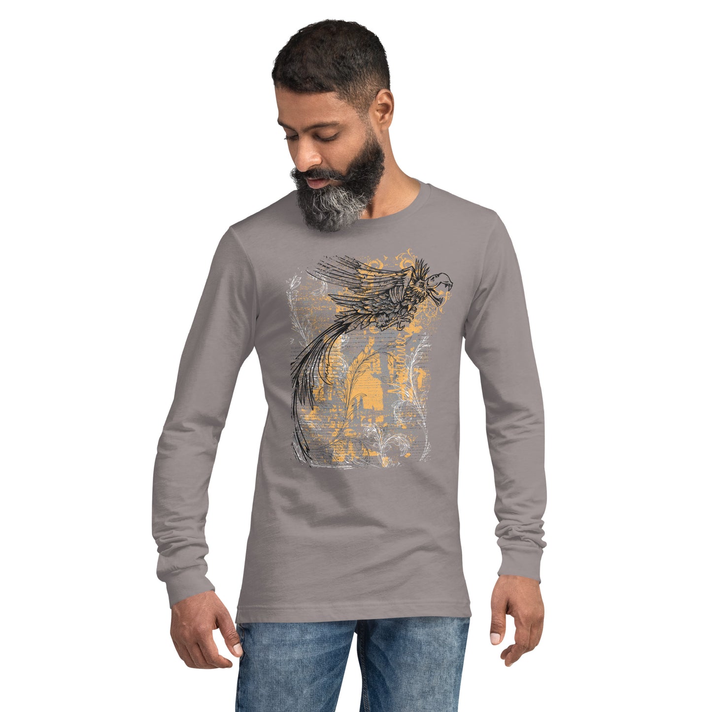 Bird in Flight Heavy Grunge Unisex Long Sleeve Tee