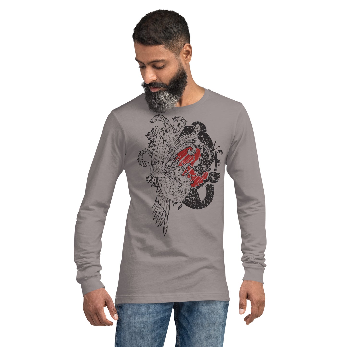 Dragon & Bird Heavy Grunge Unisex Long Sleeve Tee