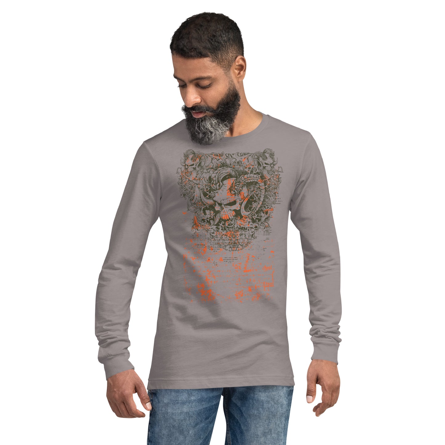 Gothic Ram Skulls Heavy Grunge Unisex Long Sleeve Tee