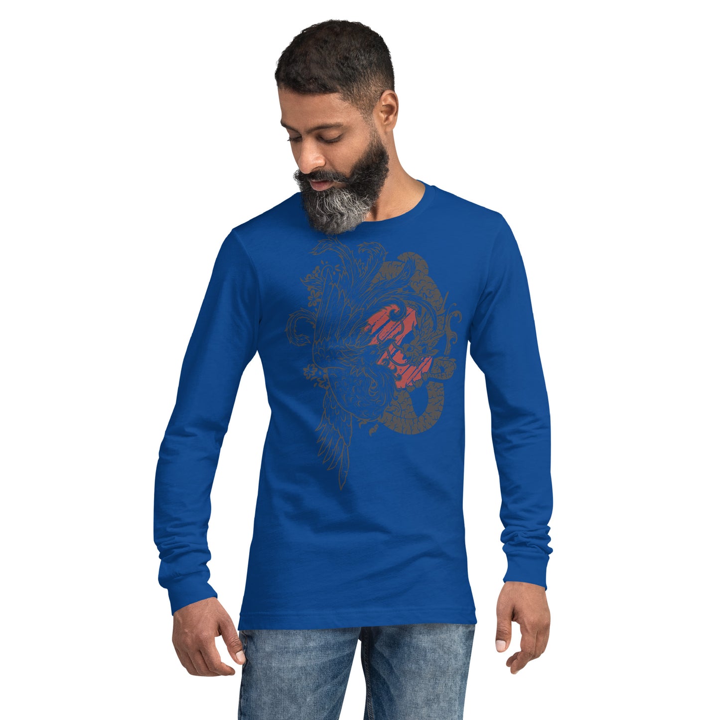 Dragon & Bird Heavy Grunge Unisex Long Sleeve Tee