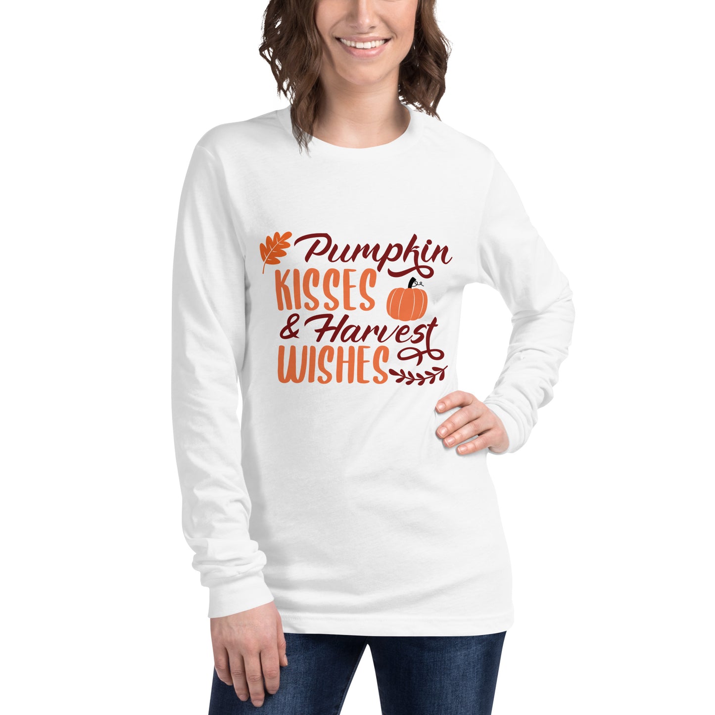 Pumpkin Kisses & Harvest Wishes Unisex Long Sleeve Tee