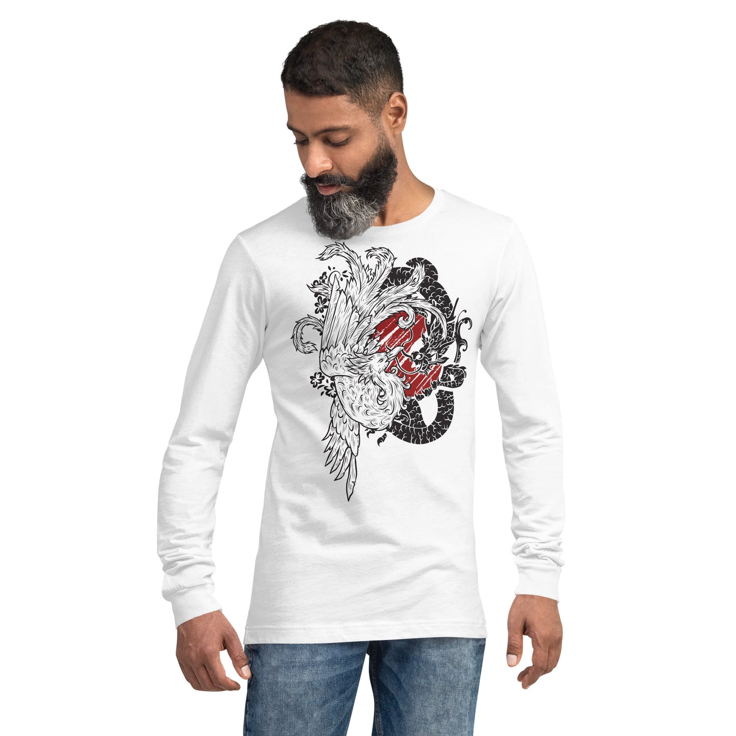 Dragon & Bird Heavy Grunge Unisex Long Sleeve Tee