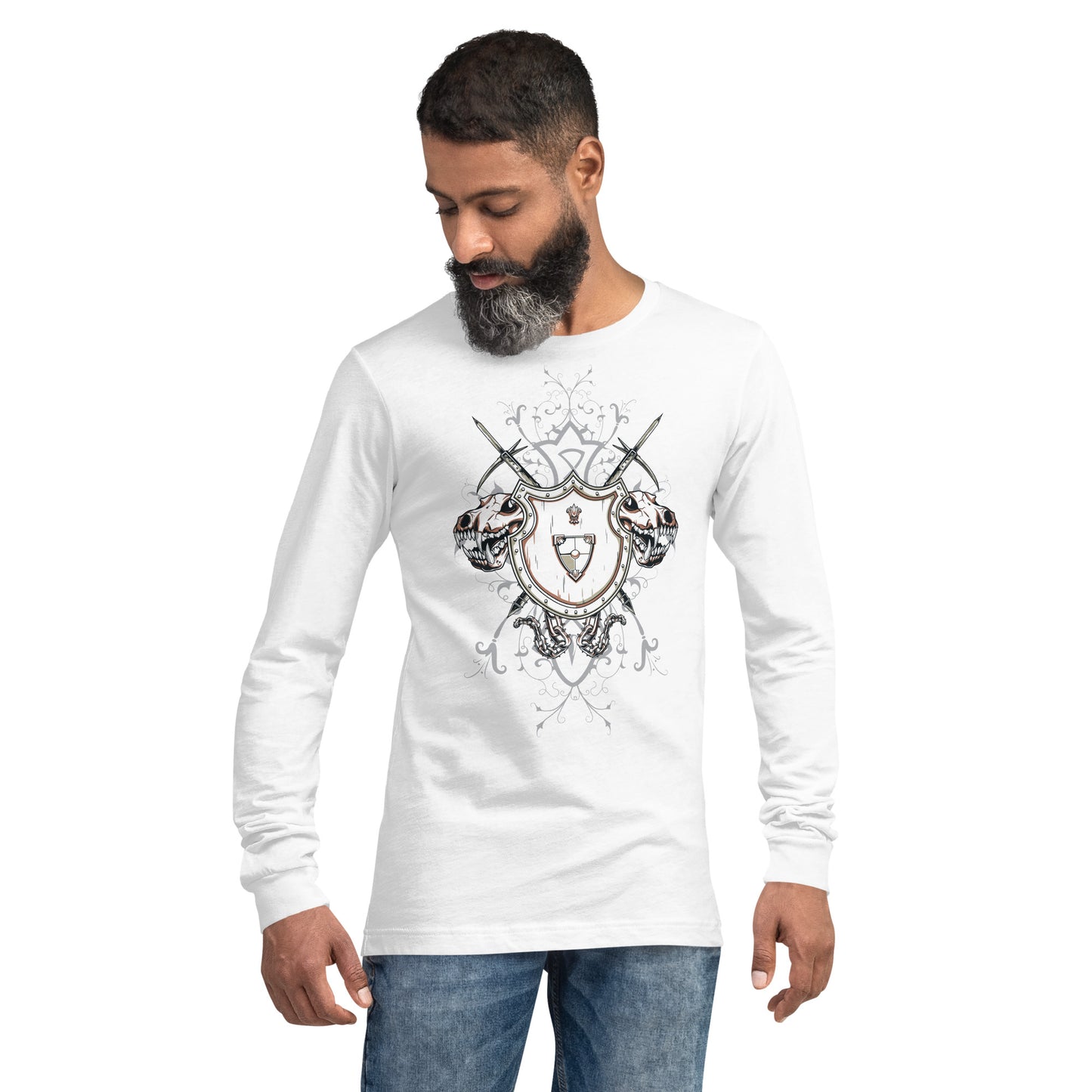 Shield With Skulls Heavy Grunge Unisex Long Sleeve Tee