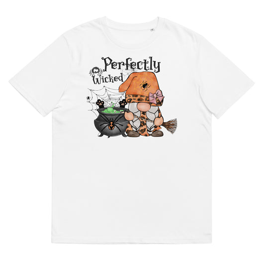 Perfectly Wicked Happy Halloween Unisex organic cotton t-shirt