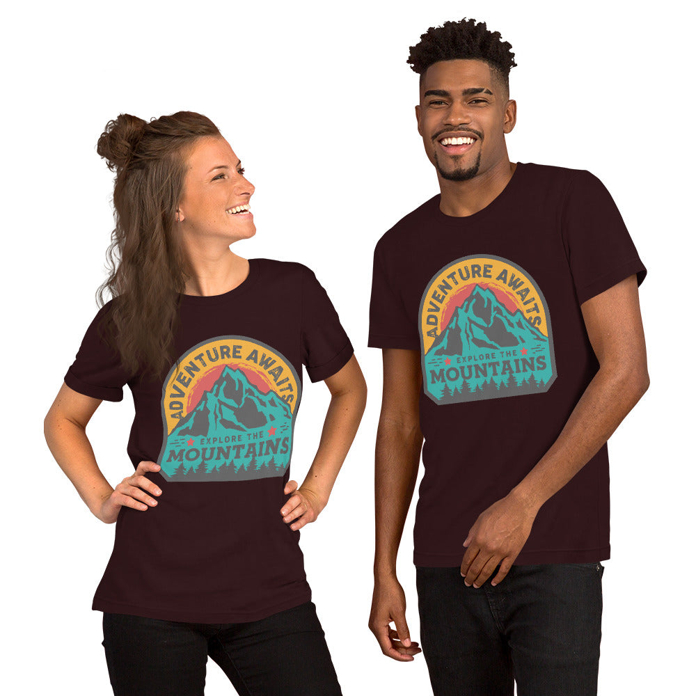 Adventure Awaits Explore The Mountains Unisex t-shirt