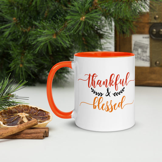 Thankful & Blessed Mug with Color Inside