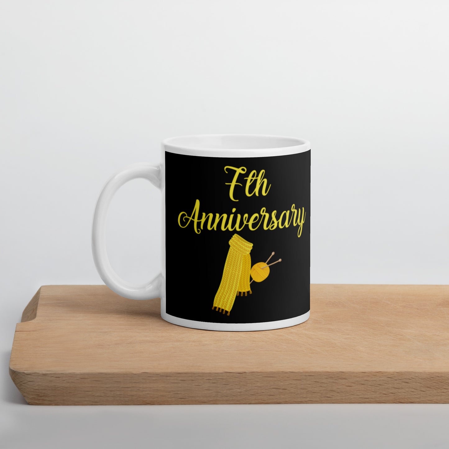 7th Anniversary White glossy mug