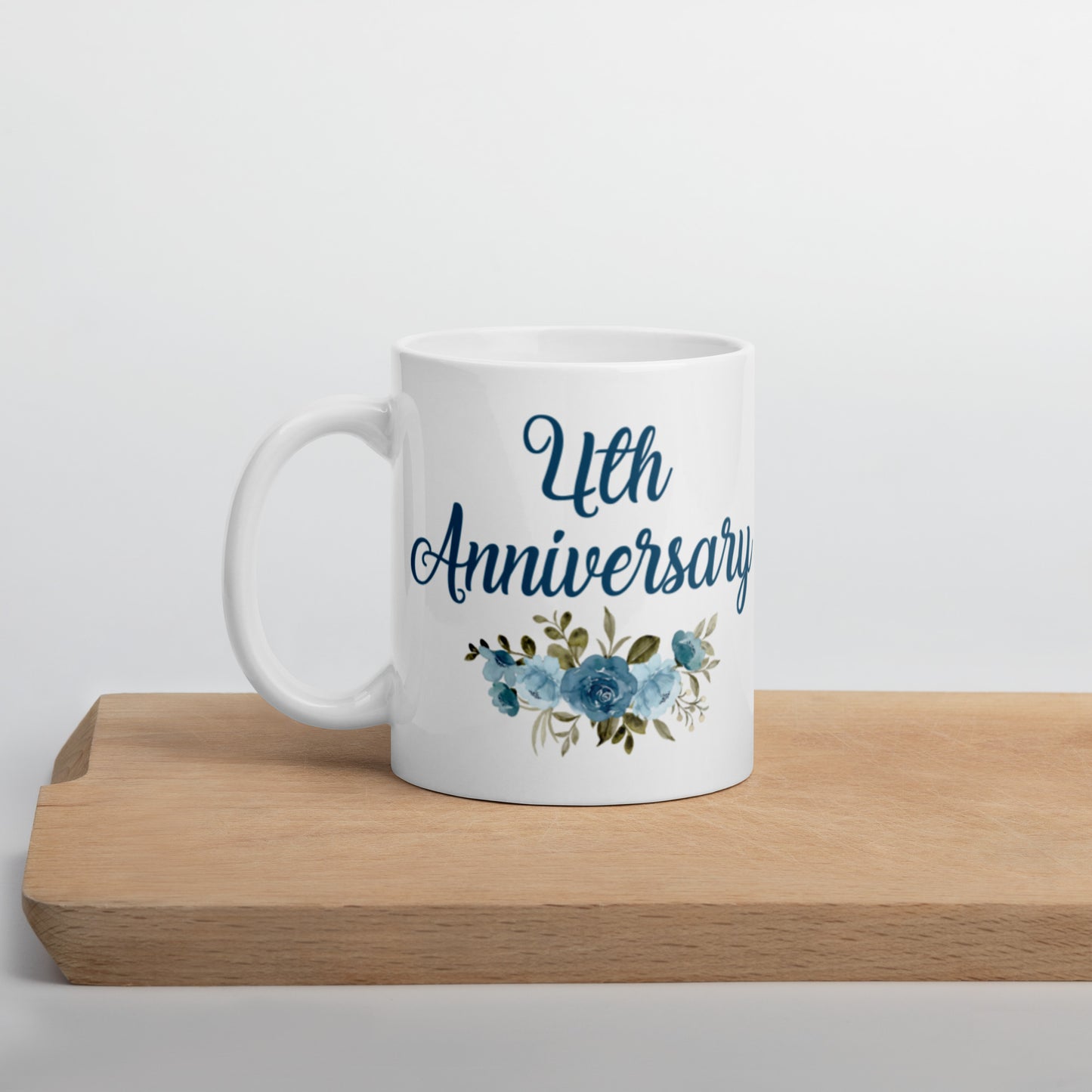 4th Anniversary White glossy mug