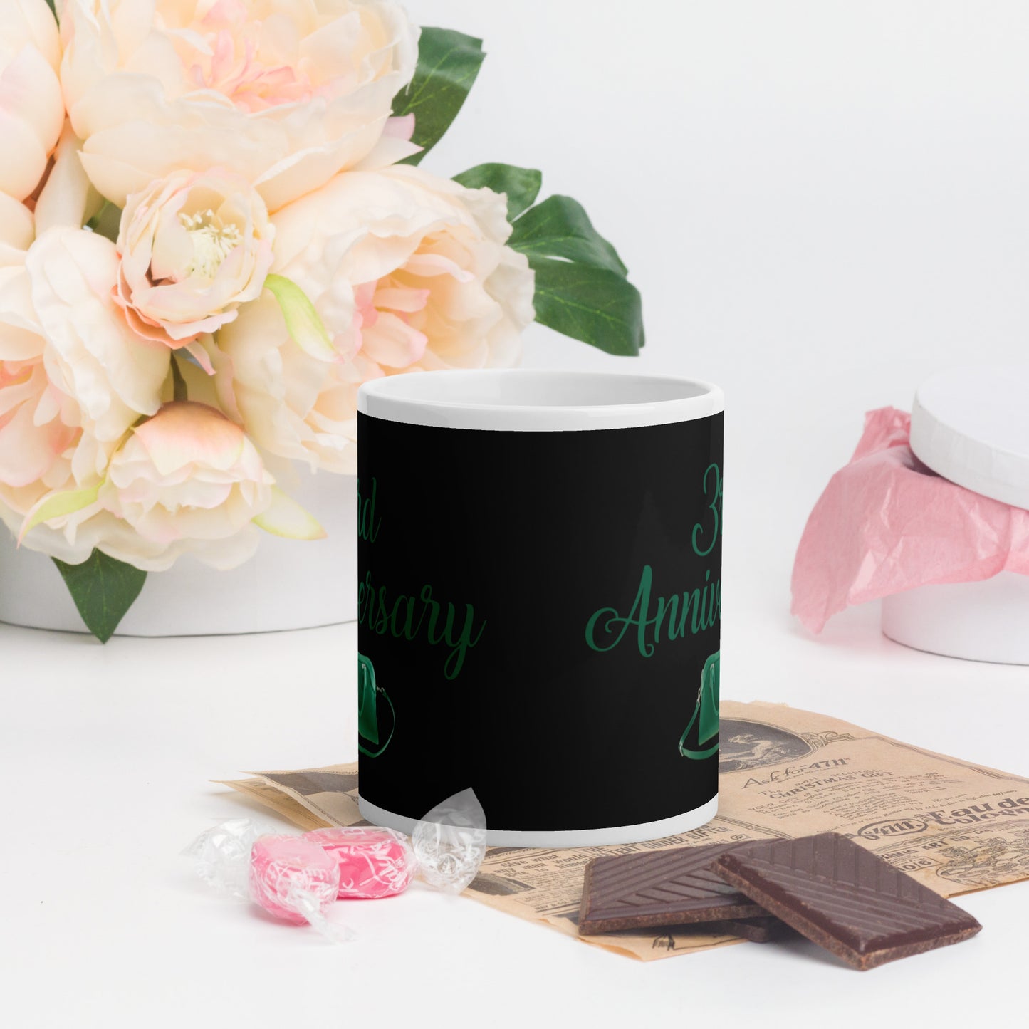 3rd Anniversary White glossy mug