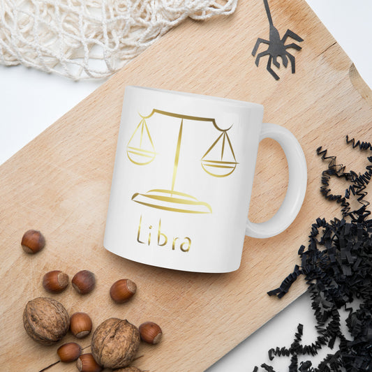Libra Zodiac Sign White glossy mug