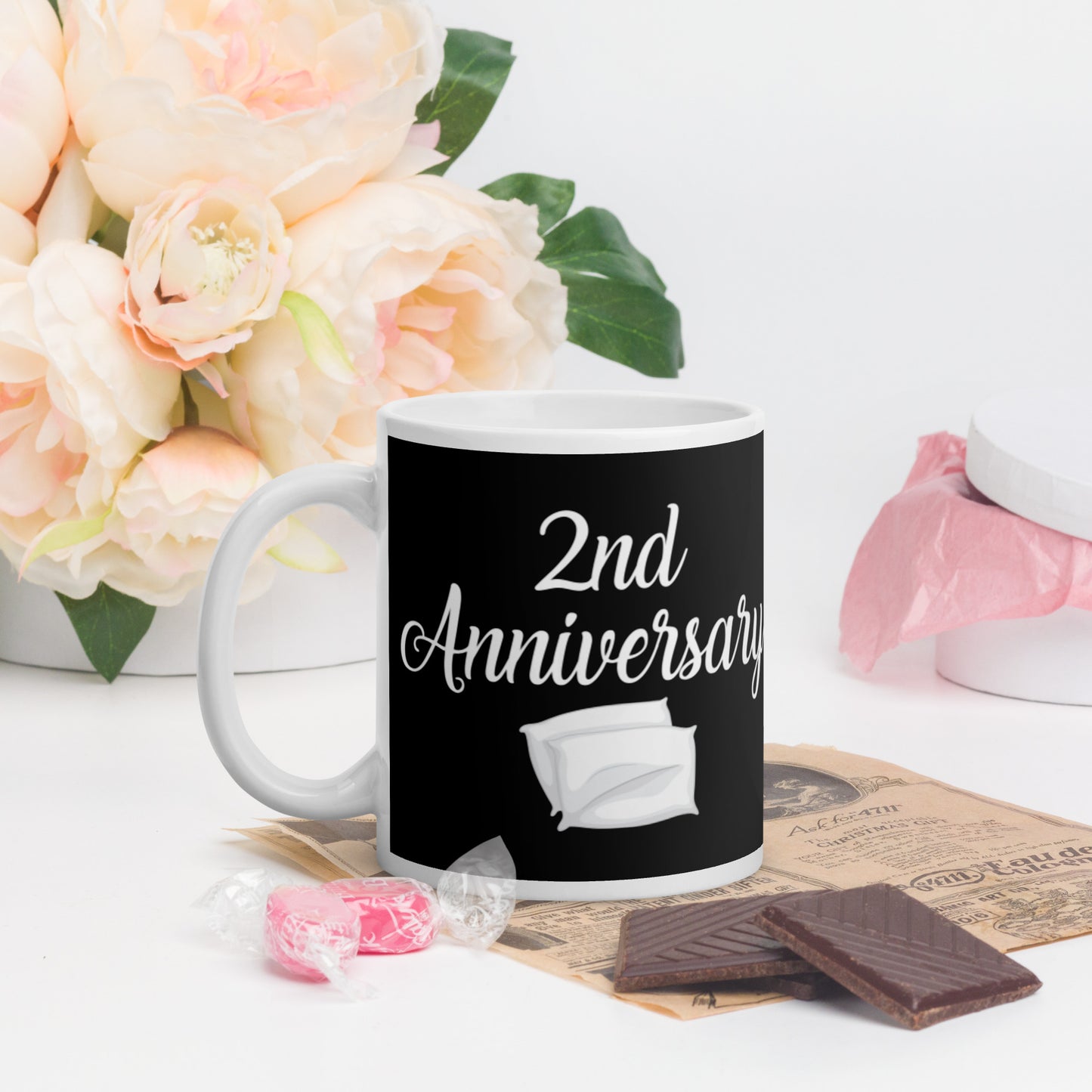 2nd Anniversary White glossy mug