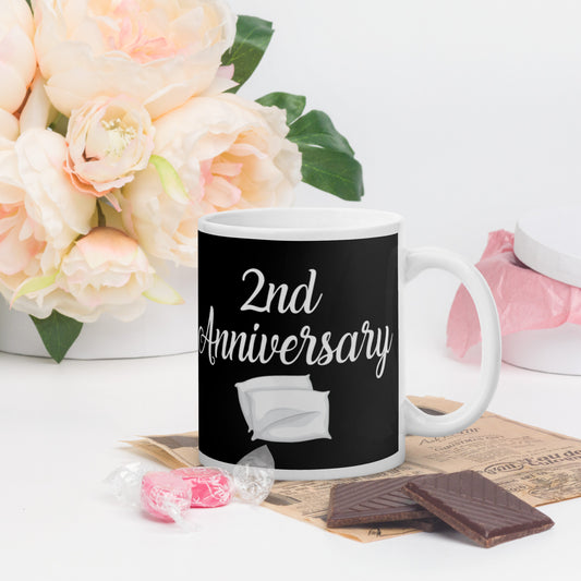2nd Anniversary White glossy mug