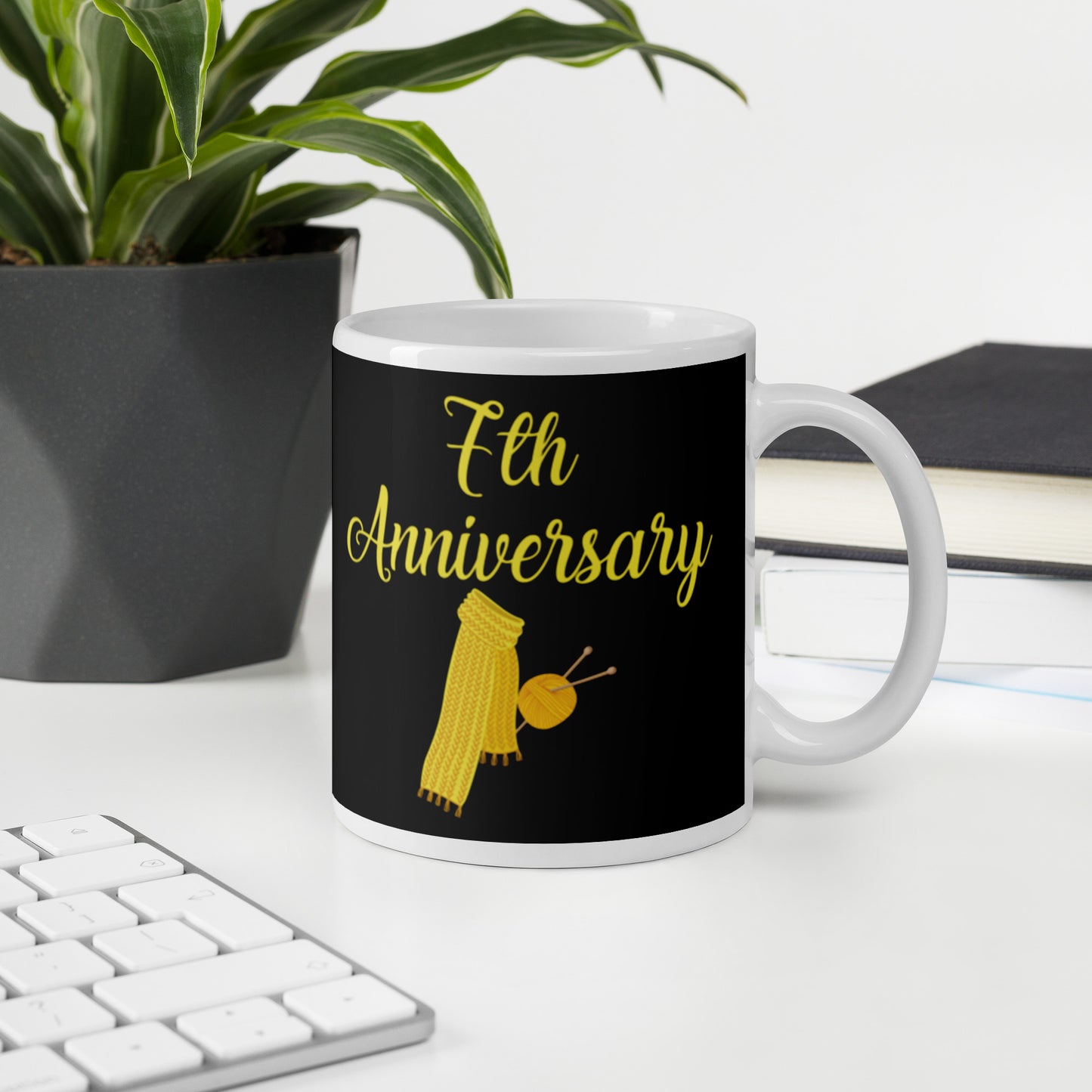 7th Anniversary White glossy mug