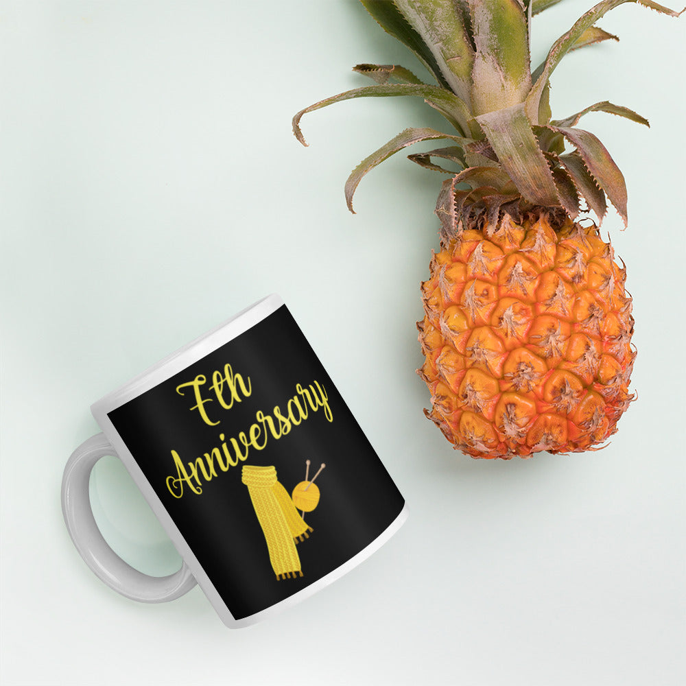 7th Anniversary White glossy mug