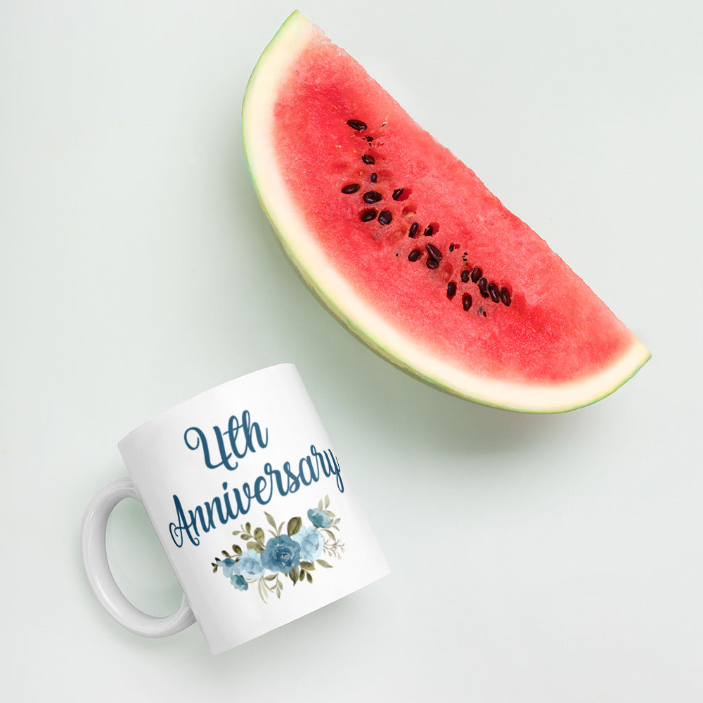 4th Anniversary White glossy mug