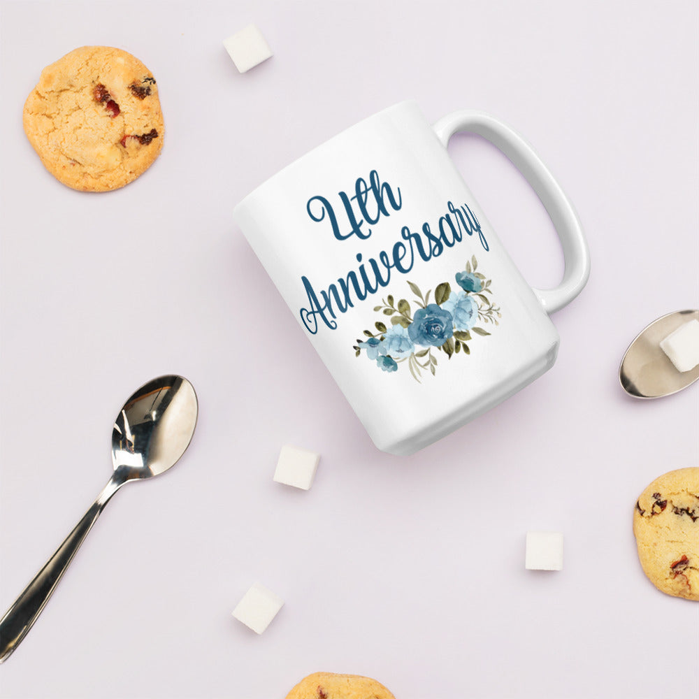 4th Anniversary White glossy mug