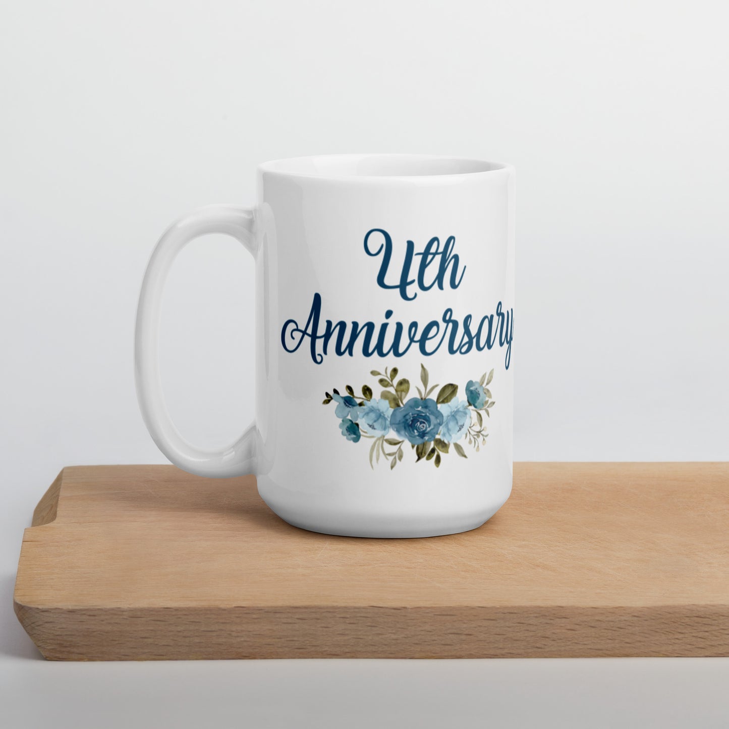 4th Anniversary White glossy mug