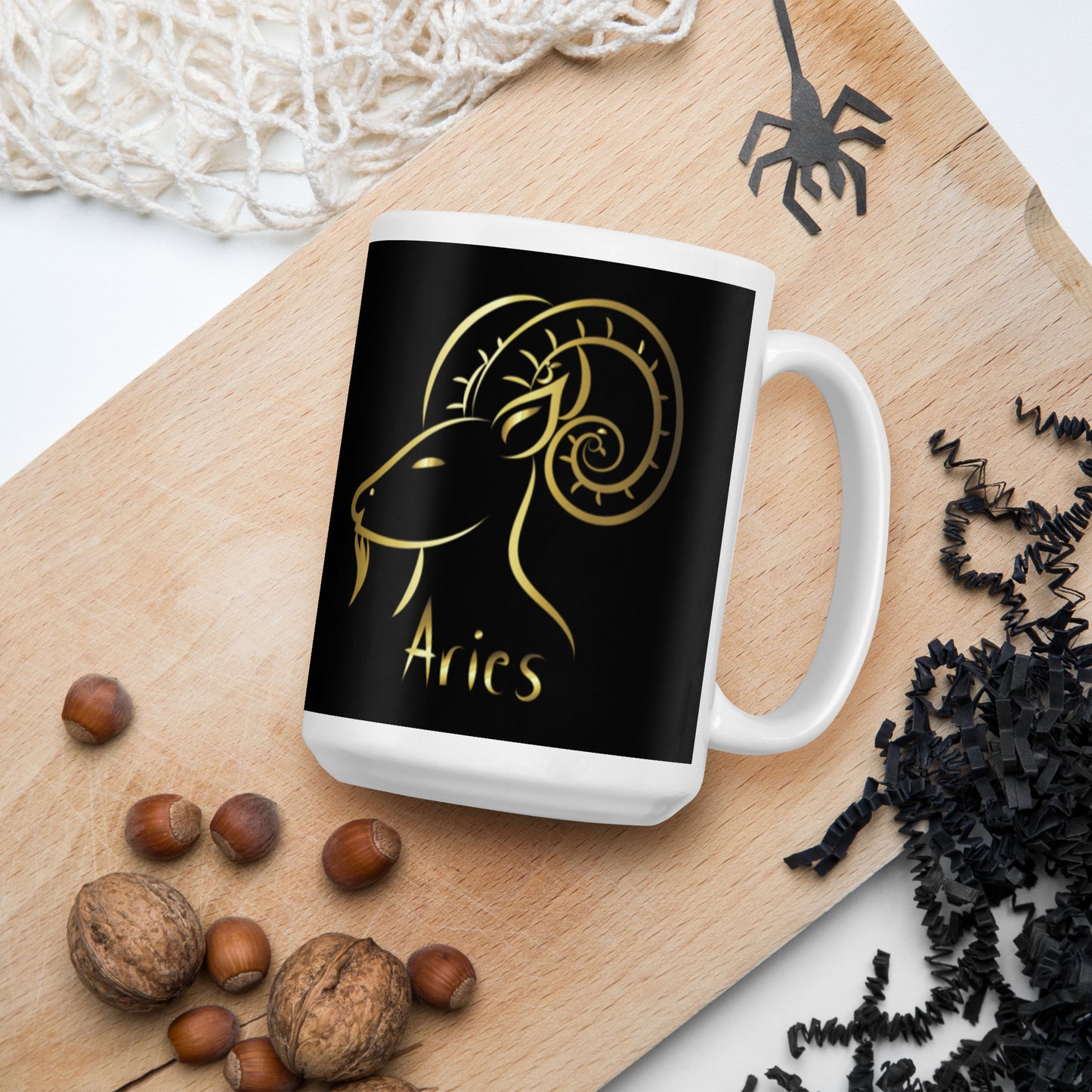 Aries Zodiac Sign White glossy mug