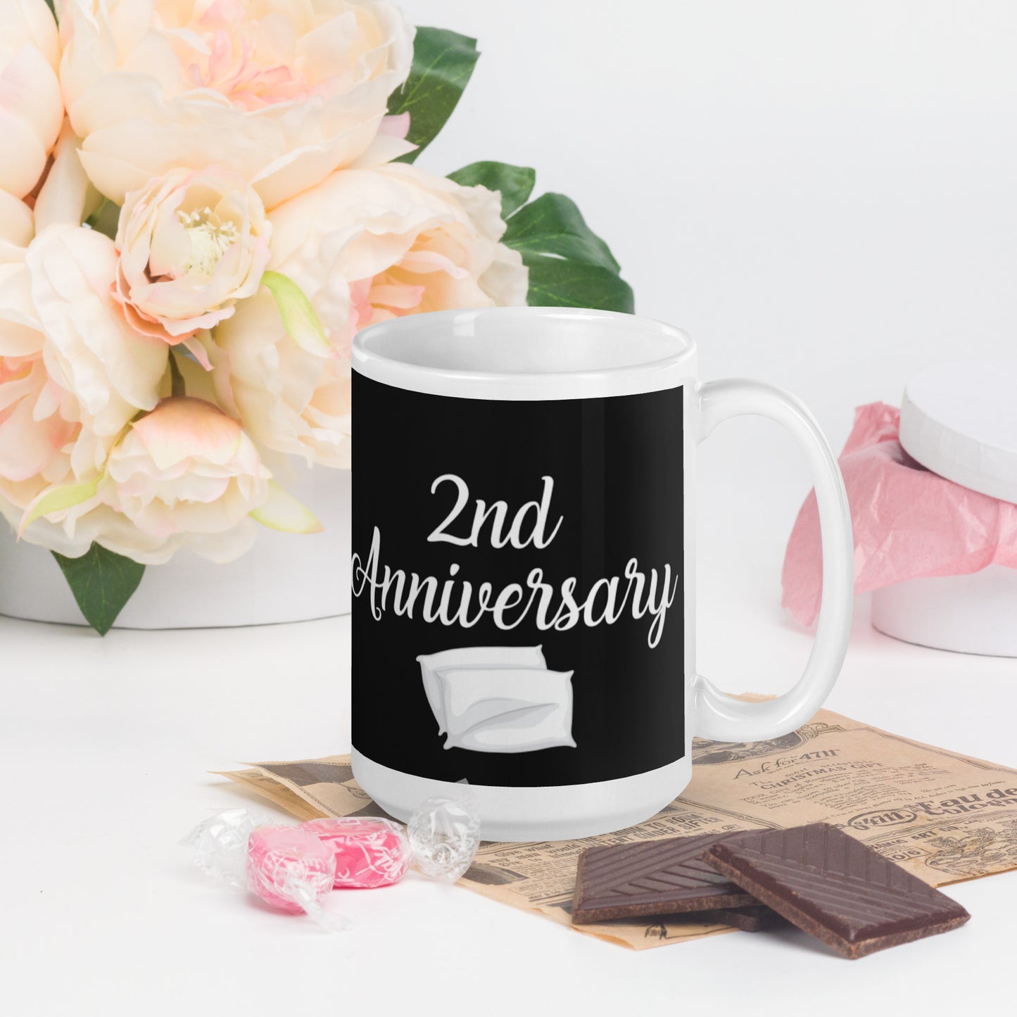 2nd Anniversary White glossy mug