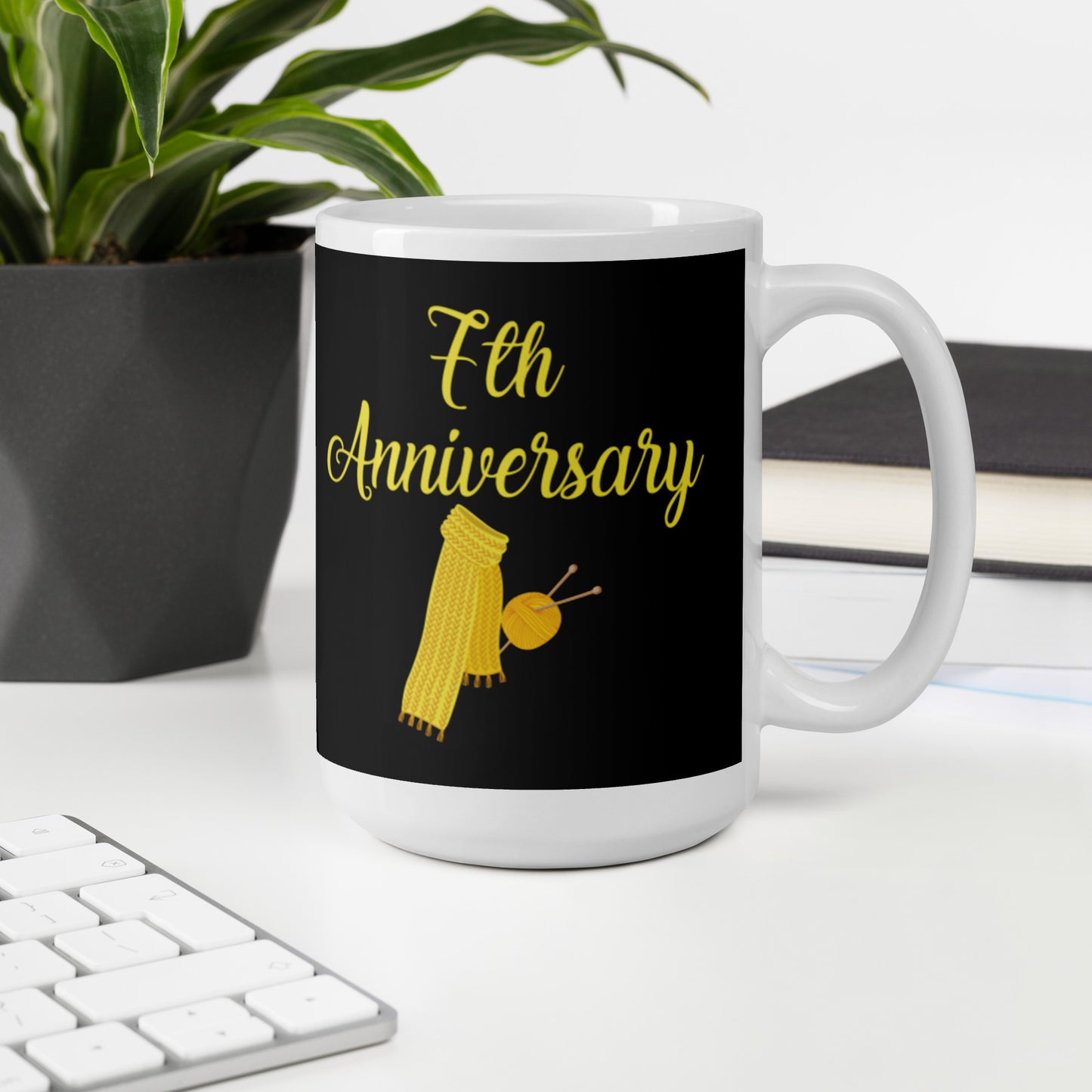 7th Anniversary White glossy mug