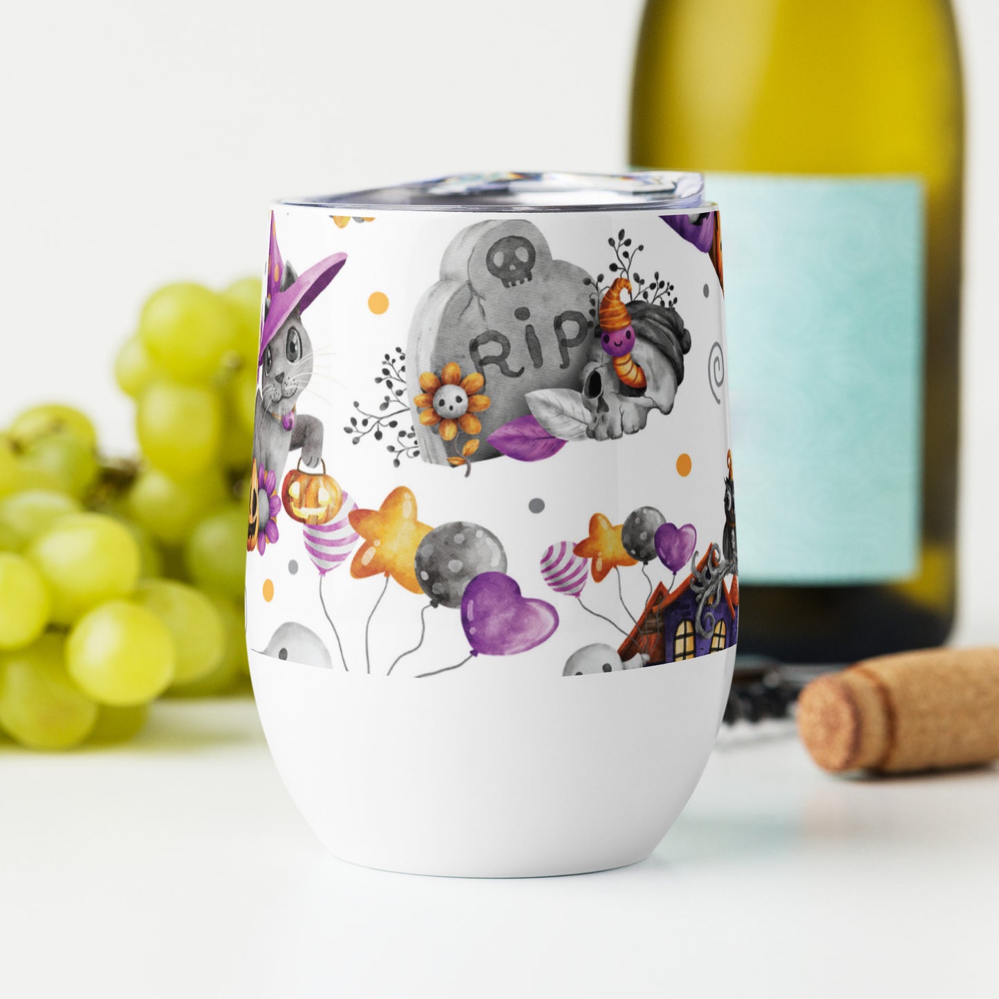 Happy Halloween Cat Witches Wine tumbler